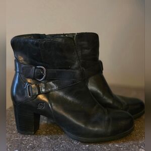 Born Black Leather Ankle Booties